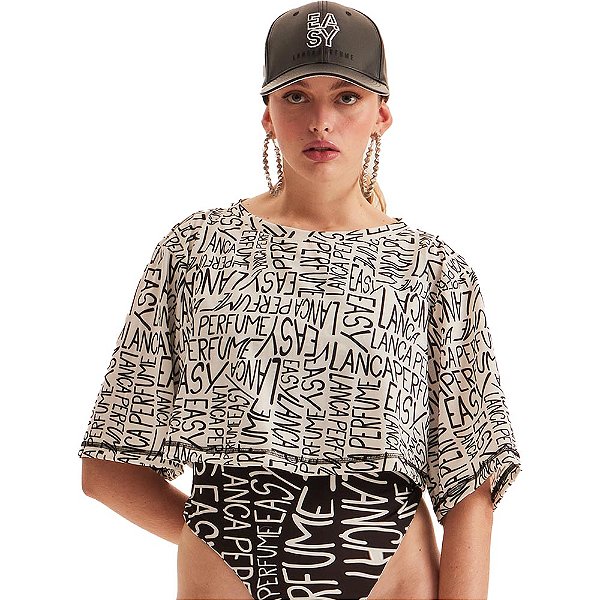 Camiseta Cropped Easy Lança Perfume Monograma AV23 Branco Feminino