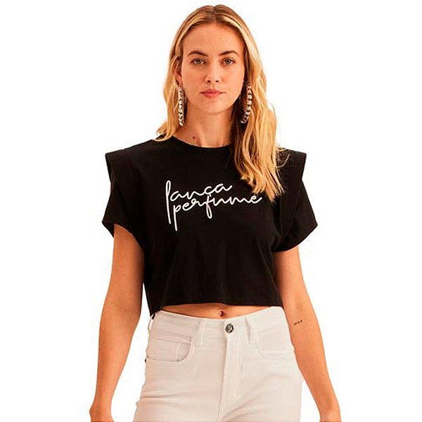 Camiseta Lança Perfume Muscle Estampado AV23 Preto Feminino