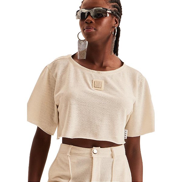 Camiseta Cropped Easy Lança Perfume Shine AV23 Off White Feminino