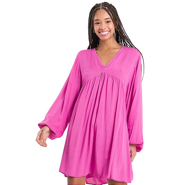Vestido Myft Curto Manga Longa Rosa Feminino