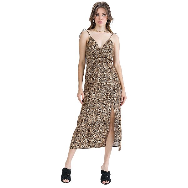 Vestido Myft Super Midi Marrom Feminino