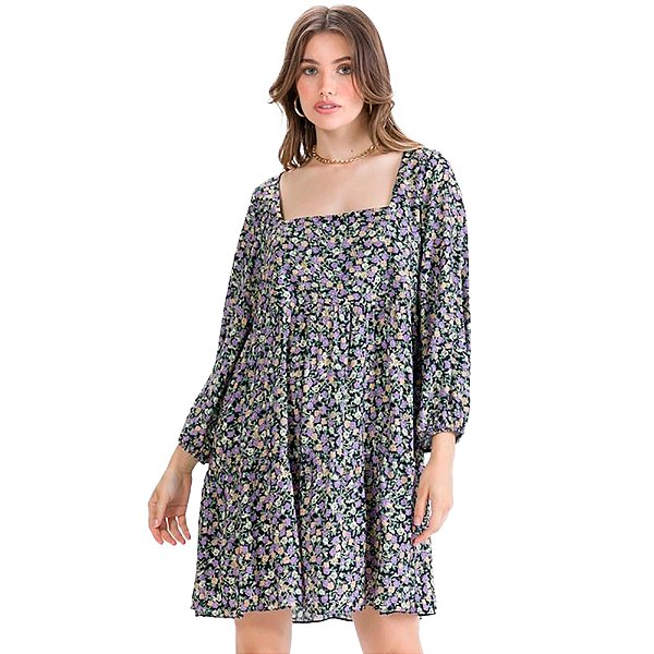 Vestido Myft Curto Floral Preto Feminino