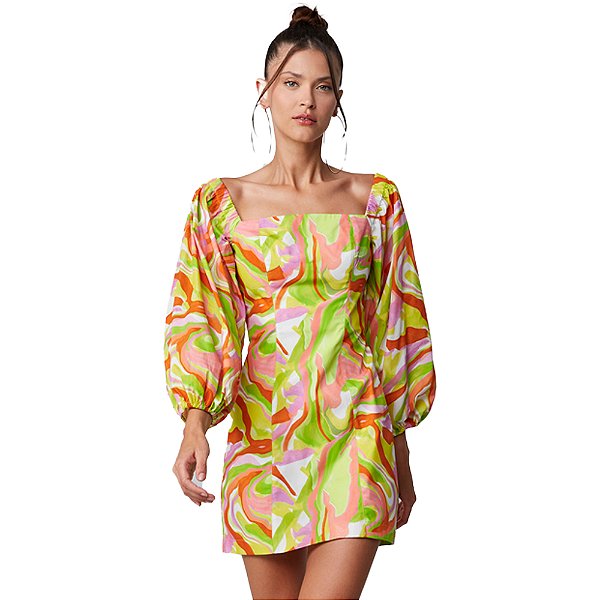 Vestido Justo Lança Perfume Verde Feminino