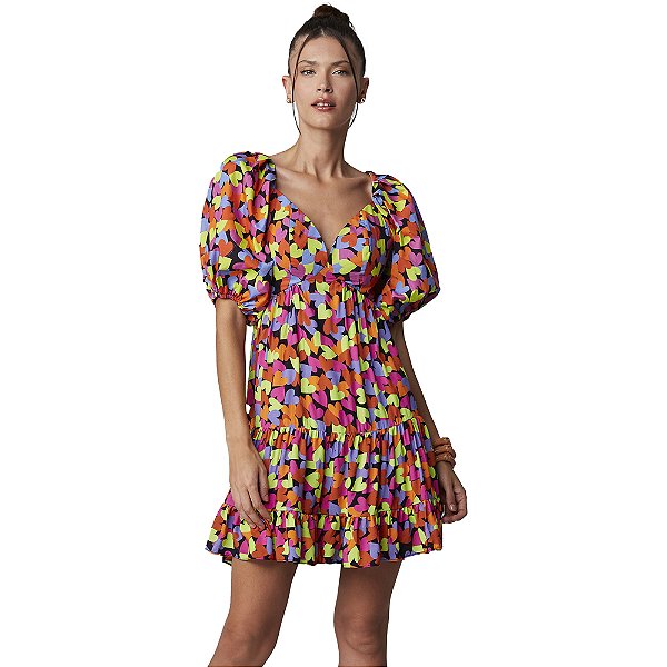 Vestido Curto Lança Perfume Fluido Laranja Feminino
