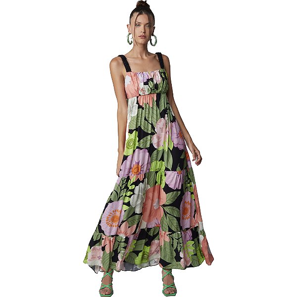 Vestido Lança Perfume Estampado Verde Feminino