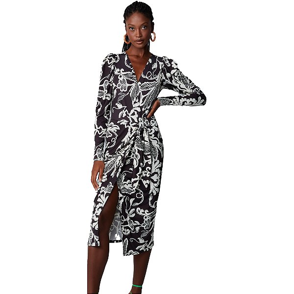 Vestido Lança Perfume Drapping Preto Feminino