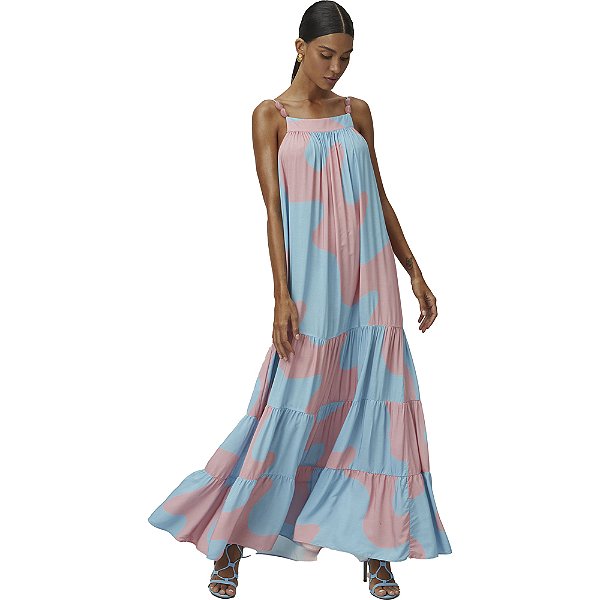 Vestido Estampado Lança Perfume V23 Azul Feminino