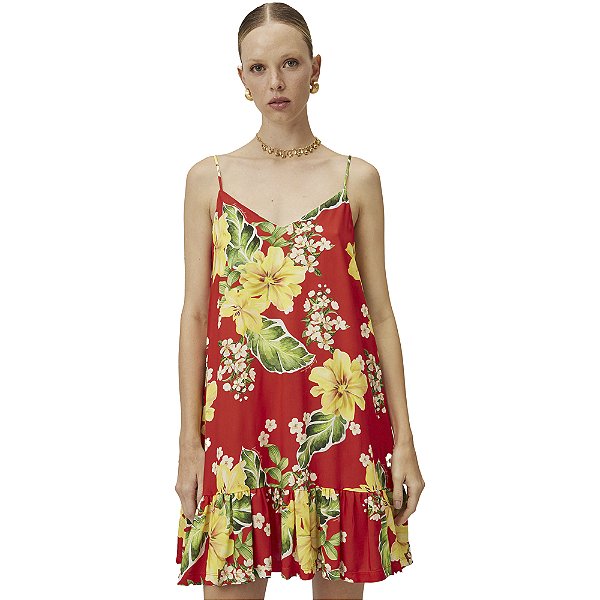 Vestido Curto Lança Perfume Estampado V23 Vermelho Feminino