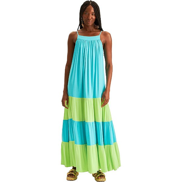 Vestido Longo Lança Perfume Decote Costas AV23 Azul Feminino