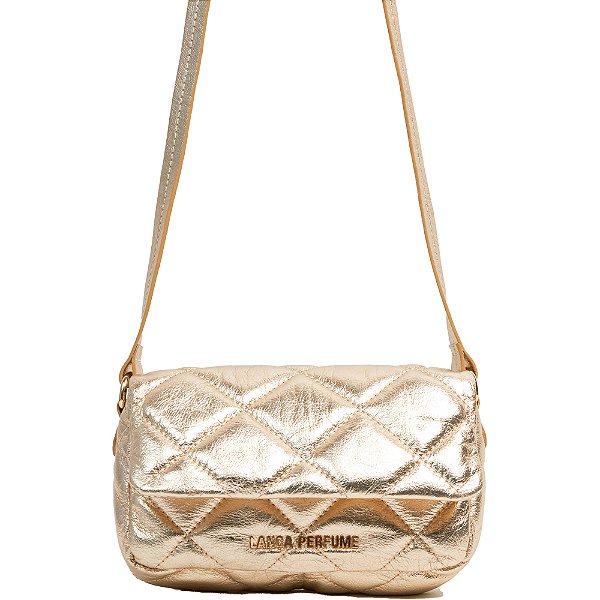 Bolsa Crossbody Lança Perfume Matelasse Alça Dourado Feminino