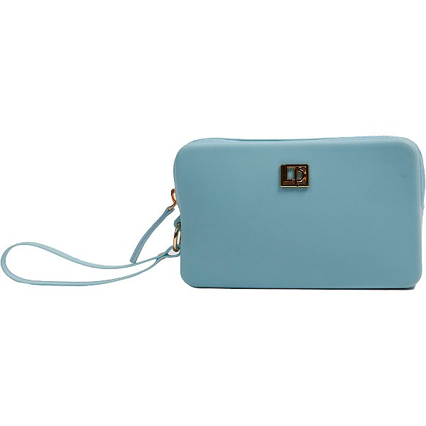 Bolsa Lança Perfume Clutch Rebite Azul Feminino