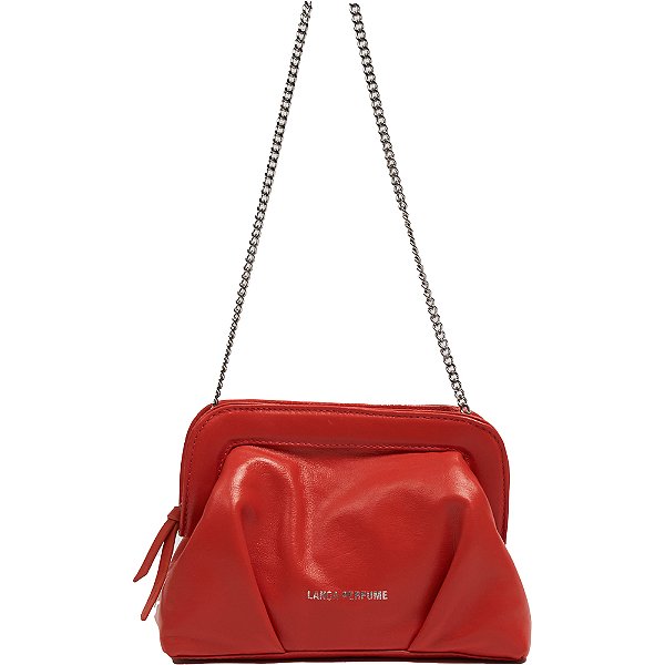 Bolsa Lança Perfume Clutch Glam Couro Laranja Feminino