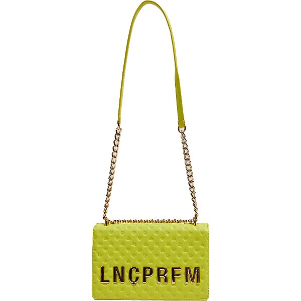 Bolsa Shoulder Couro Lança Perfume Metal LP Amarelo Feminino