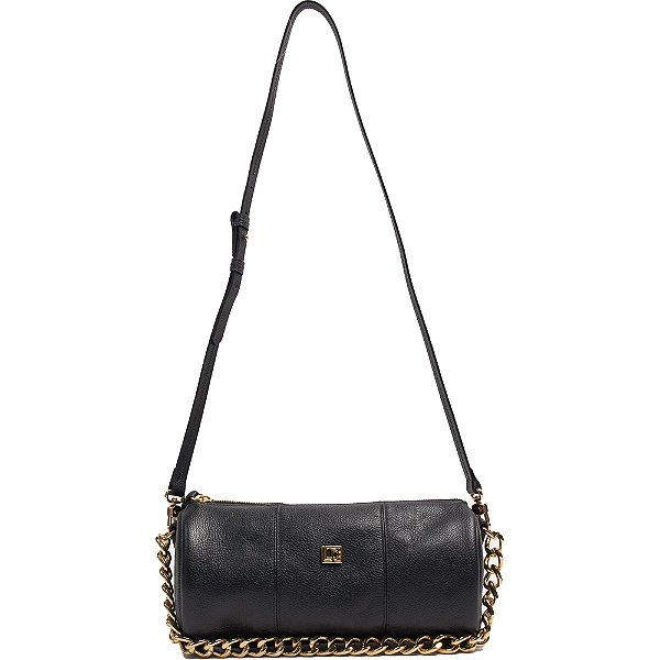 Bolsa Bowling Bag Couro Lança Perfume Alça Corrente Preto Feminino