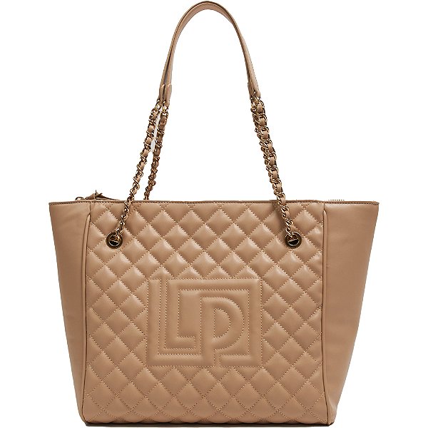 Bolsa Shopping Couro Lança Perfume Metelasse Bege Feminino