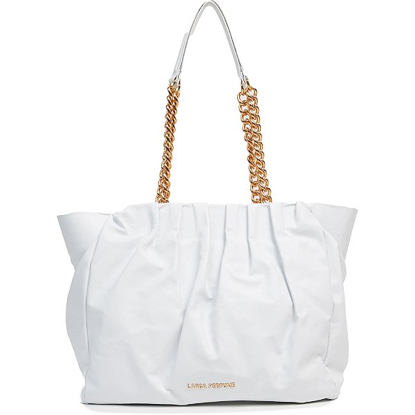 Bolsa Tote Lança Perfume Couro com Pregas Branco Feminino