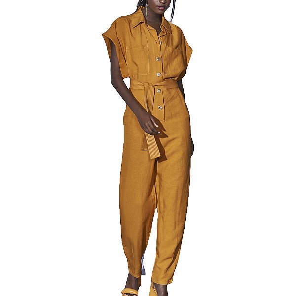 Macacão Linho Colcci Comfort Laranja Feminino