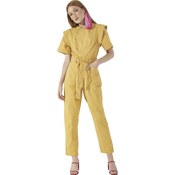 Macacão Sarja Colcci Comfort P23 Amarelo Feminino