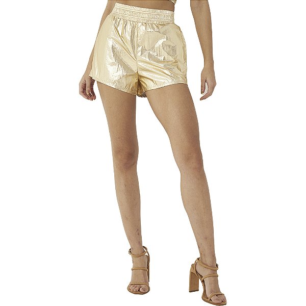Short Colcci Short Metalizado V23 Dourado Feminino