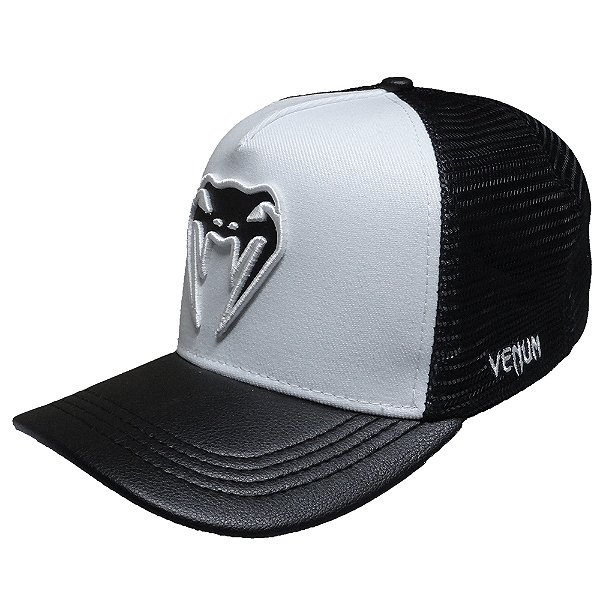 Boné Venum Couro Preto e Branco Masculino