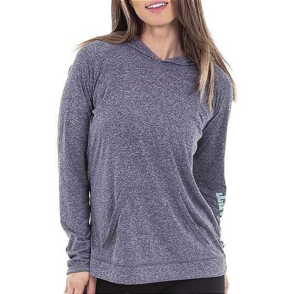 Blusa Everlast Manga Longa com Capuz Cinza Feminina