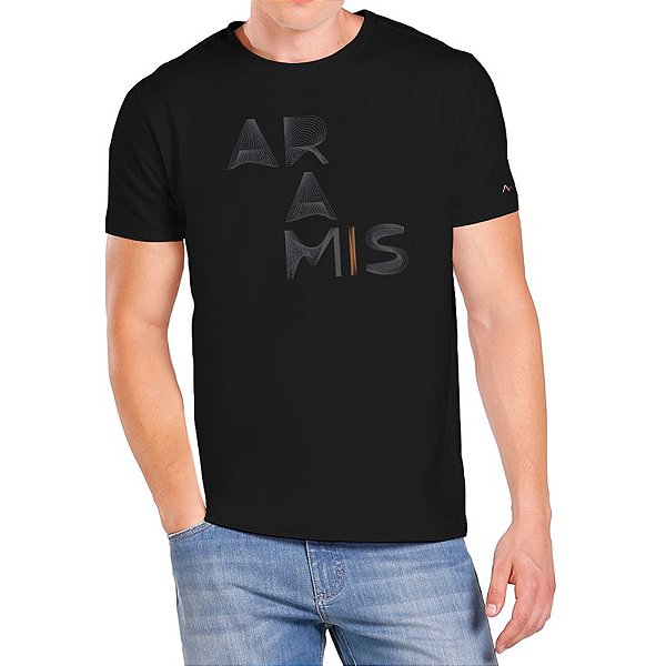 Camiseta Aramis Linhas Preto Masculino