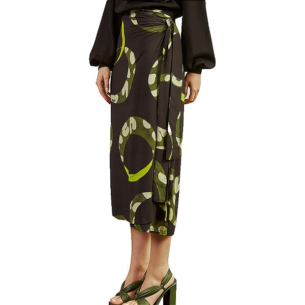Saia Forum Estampado Preto Feminino