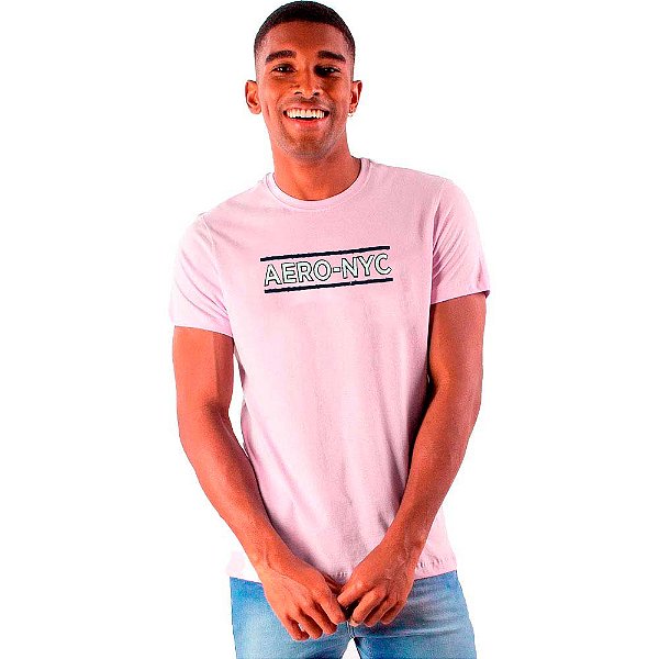 Camiseta Aéropostale Lines NYC Rosa Masculino