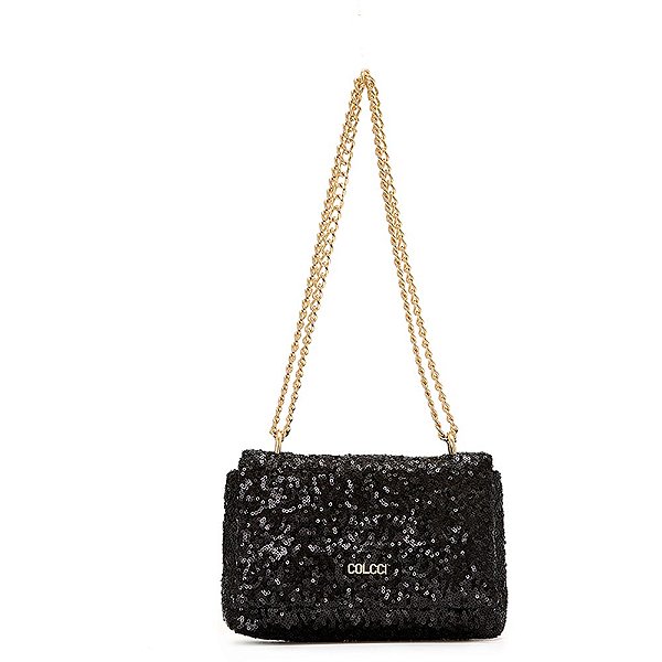 Bolsa Crossbody Colcci Elegance Paetê V23 Preto Feminino