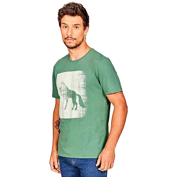 Camiseta Acostamento Casual Verde Masculino