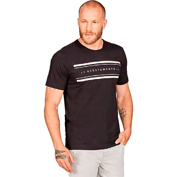 Camiseta Acostamento Estampada Casual VE23 Preto Masculino