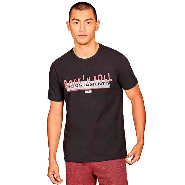 Camiseta Acostamento Elastano Preto Masculino