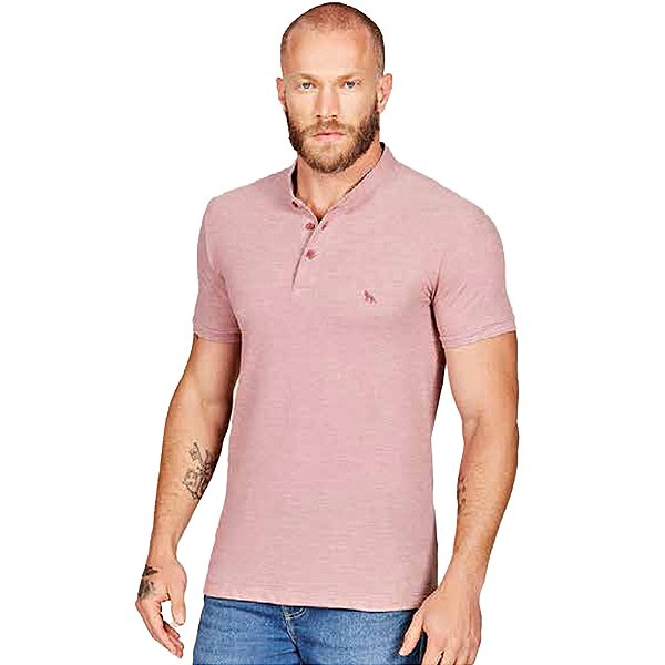 Camisa Polo Acostamento Casual Rosa Masculino