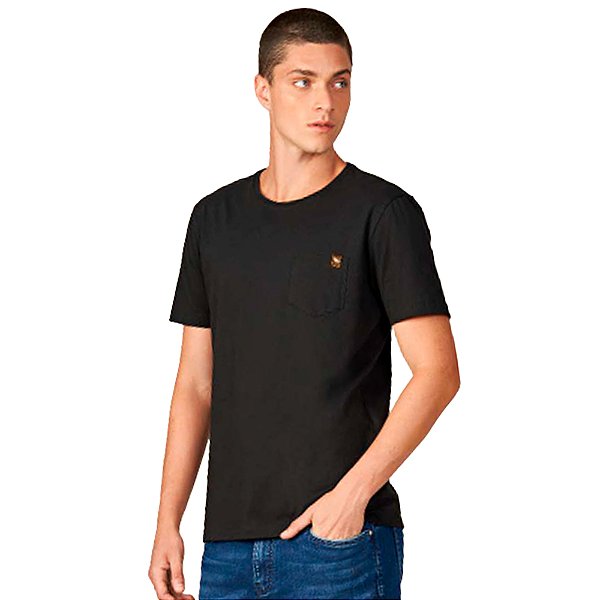 Camiseta Acostamento Casual Com Bolso VE23 Preto Masculino