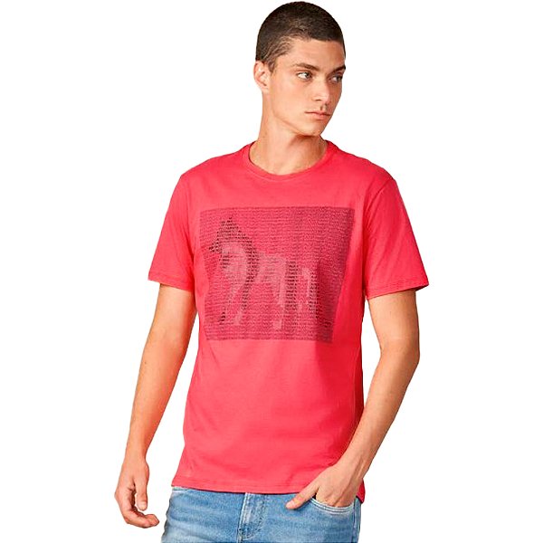 Camiseta Acostamento Letter Wolf P23 Vermelho Masculino