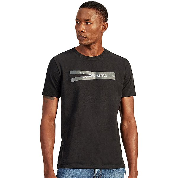 Camiseta Acostamento Casual Zip V23 Preto Masculino