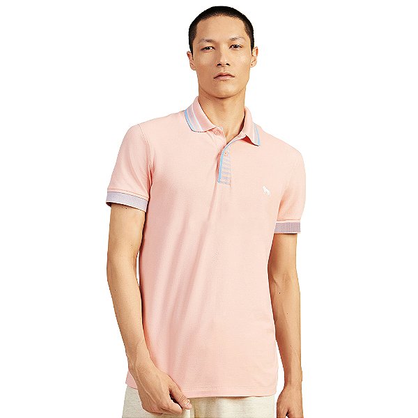 Camisa Polo Acostamento Elastano V23 Rosa Masculino