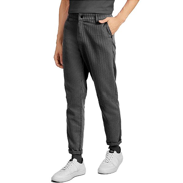 Calça Acostamento Casual Trabalhado V23 Cinza Masculino