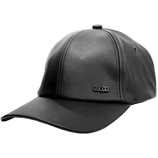 Boné Colcci Aba Curva Couro Strapback Preto