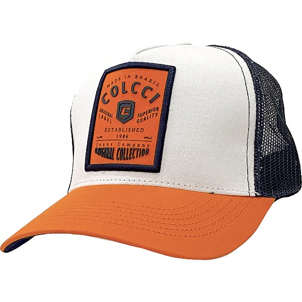 Boné Colcci Denim Julia Trucker Branco E Laranja Unissex