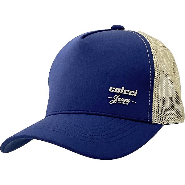 Boné Trucker Colcci Aba Curva Jeans Couture Snapback Azul