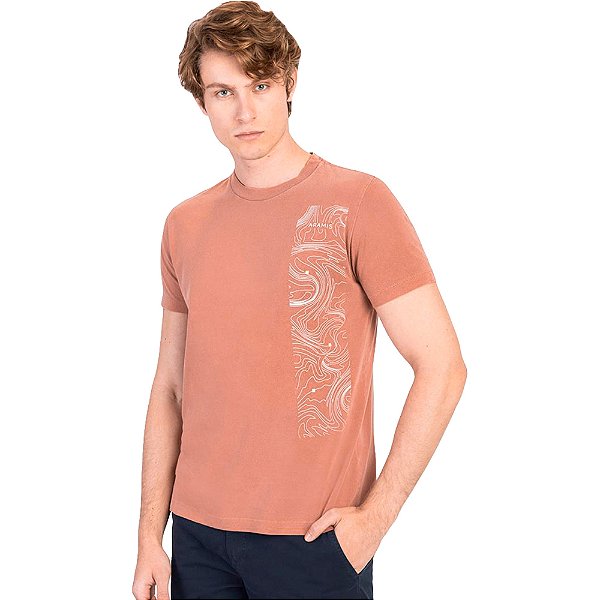 Camiseta Aramis Stone Mapas V23 Marrom Masculino