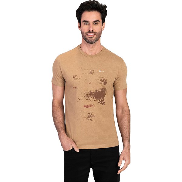 Camiseta Aramis Mapa Pontilhado Mescla Caramelo Masculino