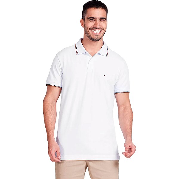 Camisa Polo Aramis 3 Listras Branco Masculino