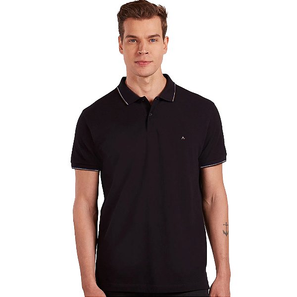 Camisa Polo Aramis Basic 3 Listras Preto Masculino