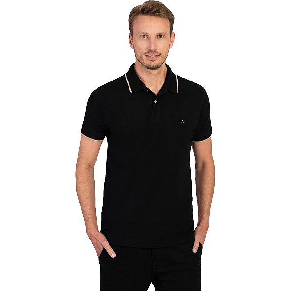 Camisa Polo Aramis Basic 3 Listras V23 Preto Masculino