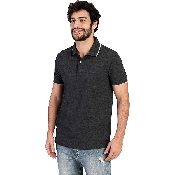 Camisa Polo Aramis 3 Listras Mescla e Caqui Masculino