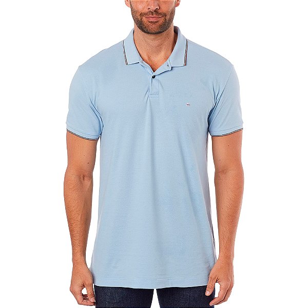 Camisa Polo Aramis 3 Listras Azul Masculino