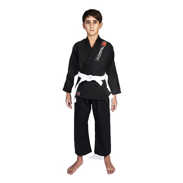 Kimono Jiu Jitsu Koral Infantil Trançado Preto