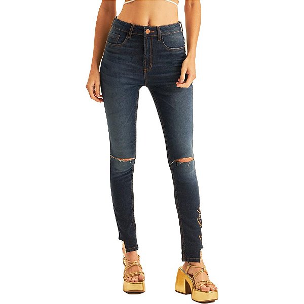 Calça Jeans Lança Perfume Héstia Skinny Super High AV23 Azul Feminino